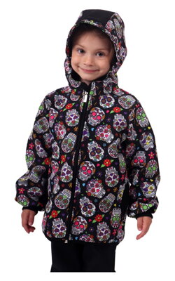 Dětská softshellová bunda, barevné lebky, Kolekce 2021