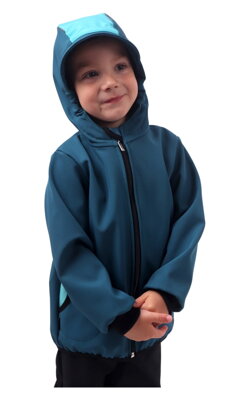 Dětská softshellová bunda, petrolejová, Kolekce 2021
