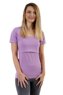 Kojící tričko Kateřina, krátký rukáv, levandulově fialové