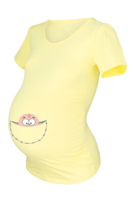 Vtipné těhotenské tričko kr.rukáv, žluté 