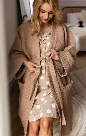 Těhotenský župan Eevi Waffle Beige
