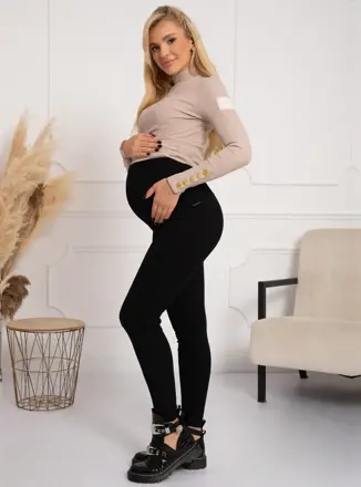 Těhotenské dlouhé žebrované legíny Paris Black