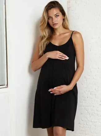 Kojící noční košile na ramínka Merry Black