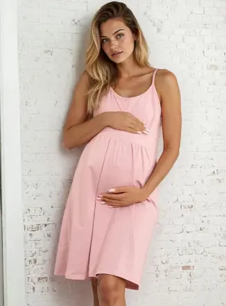 Kojící noční košile na ramínka Merry Dust Pink