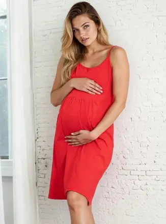 Kojící noční košile na ramínka Merry Red