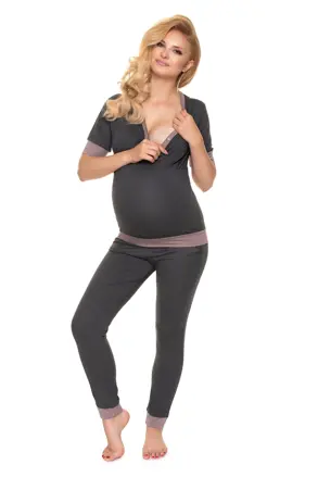 Těhotenské a kojící pyžamo PeeKaBoo Graphite