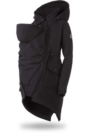 Těhotenská softshellová parka/ kabát 5v1 na nošení dětí, Black