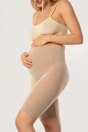 Těhotenské krátké legíny Bella Mama Beige