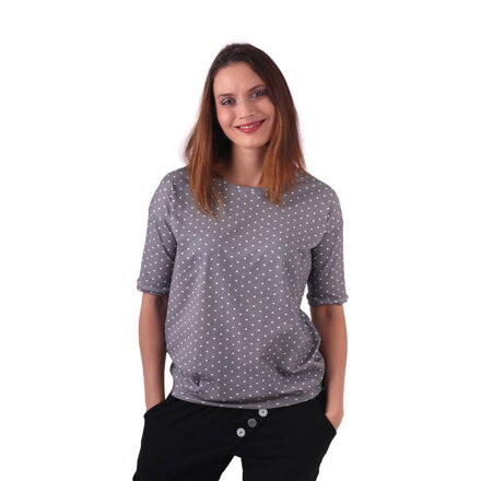 Dámské oversized tričko Darina, šedá+bílý puntík M/L