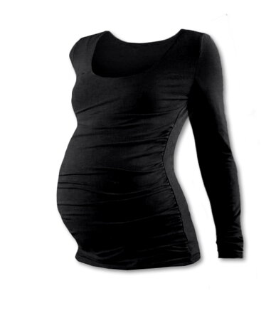 Těhotenské tričko Johanka, dlouhý rukáv, černé L/XL