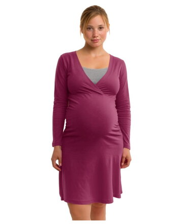 Kojící noční košile Eva, dlouhý rukáv, cyklámen