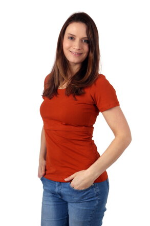 Kojící tričko Kateřina, krátký rukáv, skořicové