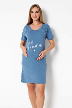 Noční košile na knoflíky 21304 Mama Love Blue