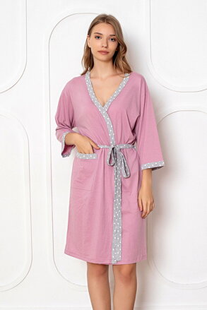 Tenký bavlněný župan do porodnice LaPenna 19274 Pink