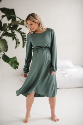Těhotenské, kojící šaty, dl.rukáv, Lovely Midi Dress Mint