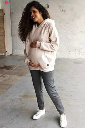 Hrubá těhotenská a kojící oversized mikina Motherhood Light Beige