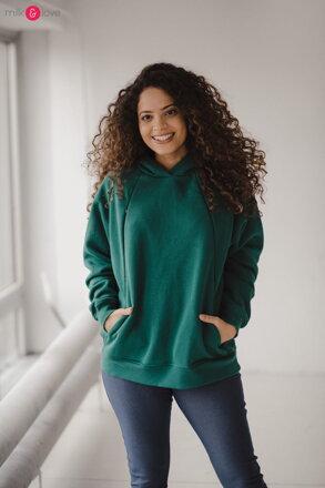 Hrubá těhotenská a kojící oversized mikina Motherhood Bottle Green