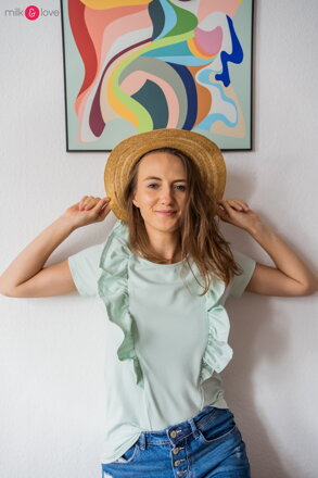 Kojící tričko, halenka Milky Waves Mint, kr.rukáv