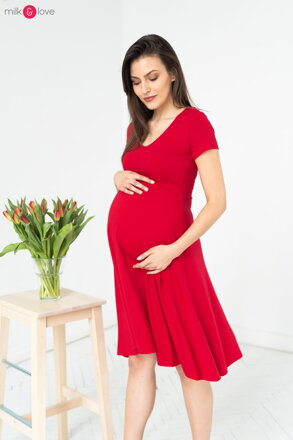 Těhotenské, kojící šaty Mommy Chic Red