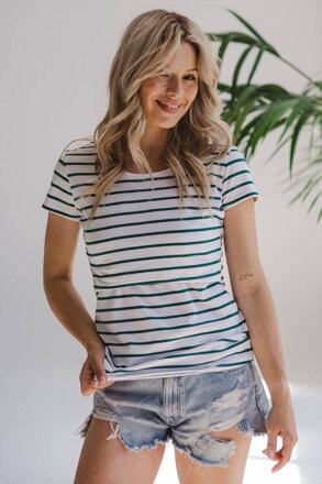 Kojící tričko Milk Shirt Green Stripes
