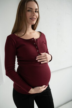 Těhotenské, kojící tričko Tummy Burgundy