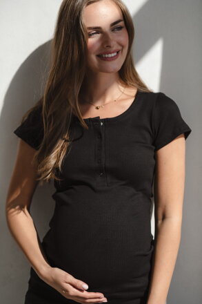 Těhotenské, kojící tričko,kr.rukáv Tummy Black
