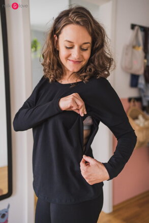 Kojící tričko, halenka Two Ways Black, dl.rukáv