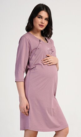 Mateřská noční košile s 3/4 rukávem na knoflíky Emily