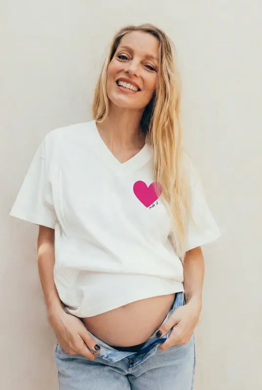 Kojící triko s V výstřihem Pink Heart