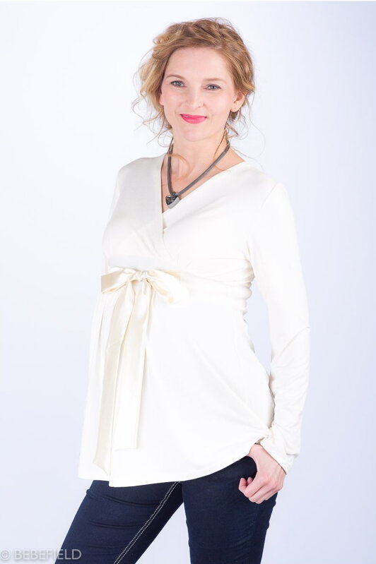 Těhotenská elegantní halenka Antonia Ecru