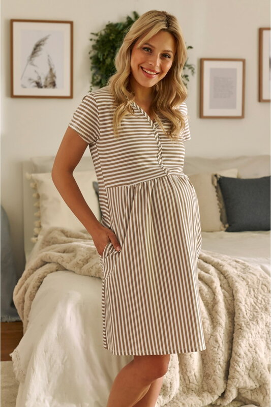 Kojící noční košile 9928 Dana Beige Stripes