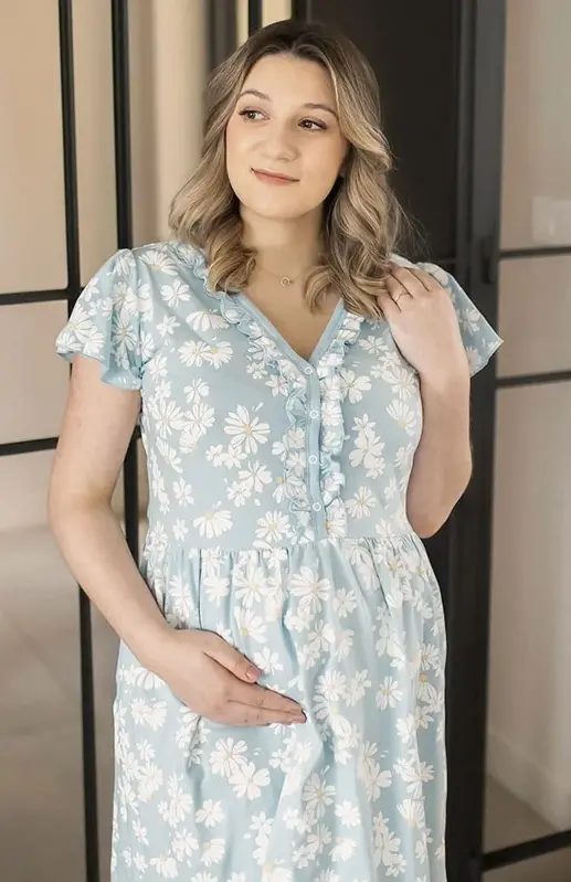 Mateřská noční košile Linda Daisy Blue Mateřská noční košile Linda Daisy Blue