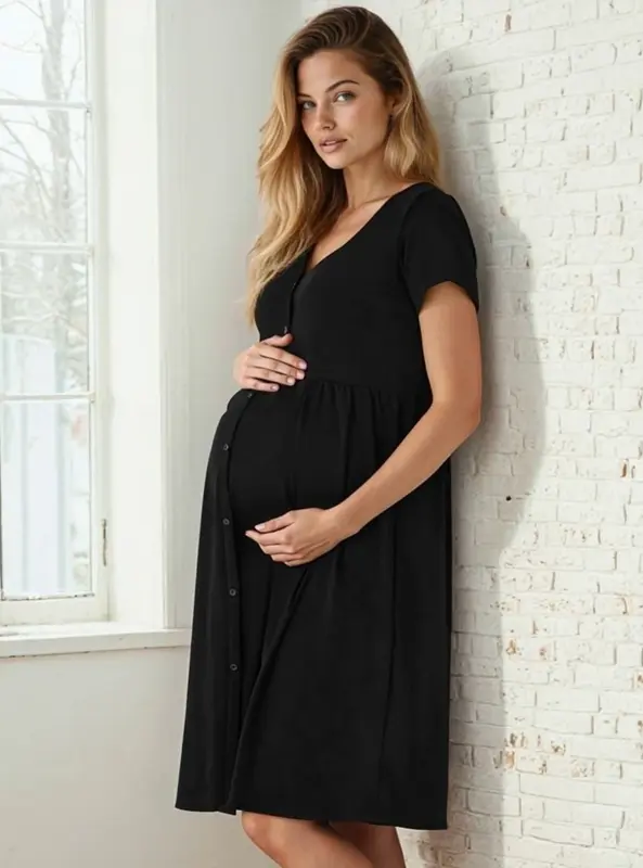 Těhotenská noční košile Mili Black