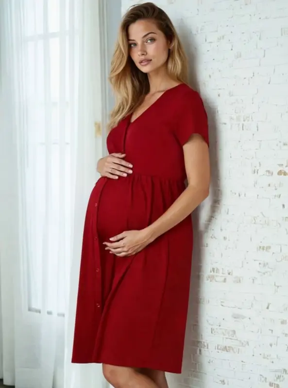 Tehotenská nočná košeľa Mili Burgundy