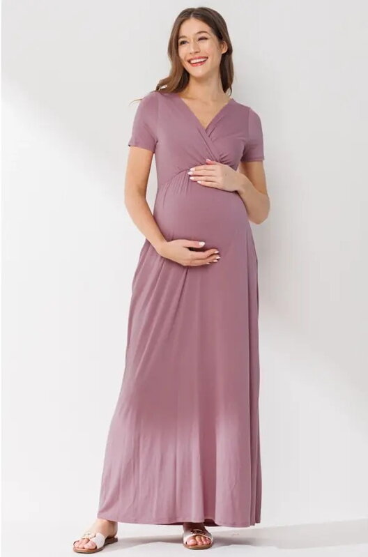 Těhotenské a kojící maxi šaty Carol Mauve