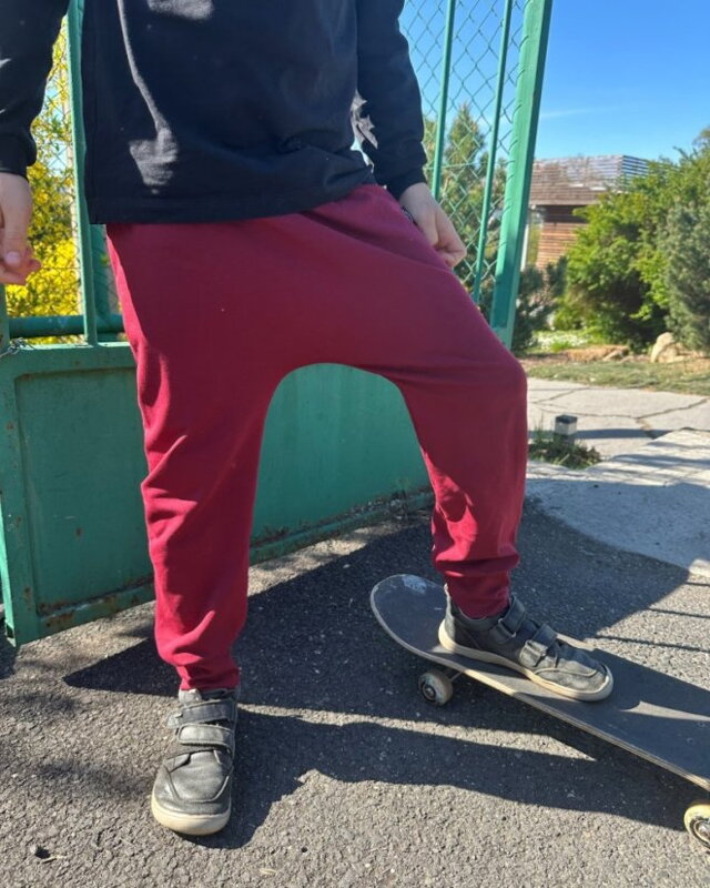 Dětské kalhoty baggy lehké, vínové