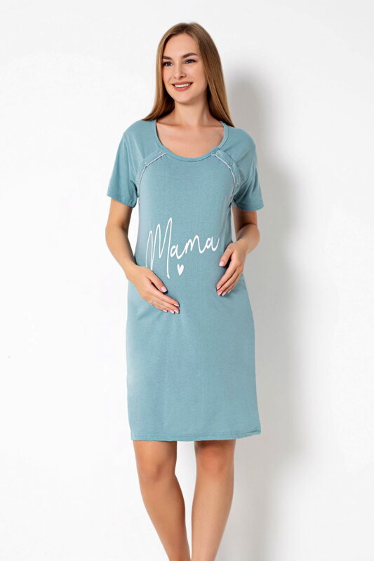 Noční košile na knoflíky 21304 Mama Love Mint