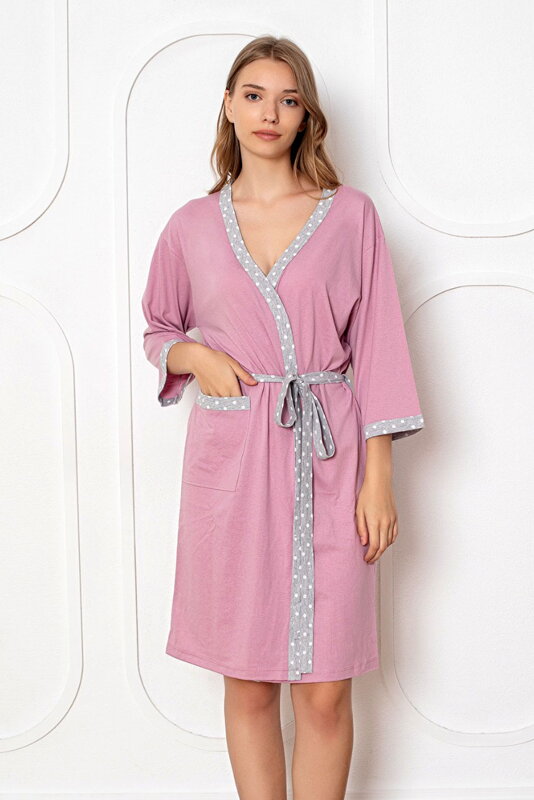 Tenký bavlněný župan do porodnice LaPenna 19274 Pink