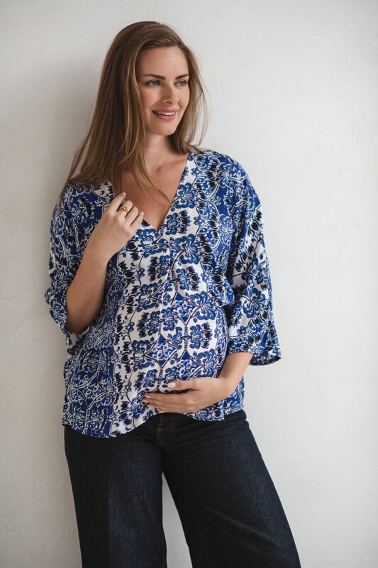 Těhotenská a kojící halenka Bahama Mama print Azul Těhotenská a kojící halenka Bahama Mama print Azul
