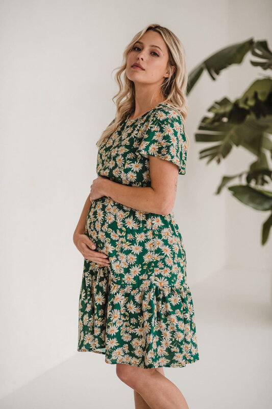 Těhotenské, kojící šaty Lovely Dress Green SS