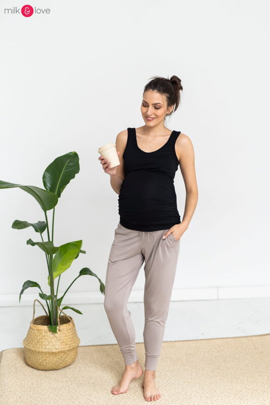 Těhotenské joggers tepláky M&L Beige Těhotenské joggers tepláky M&L Beige
