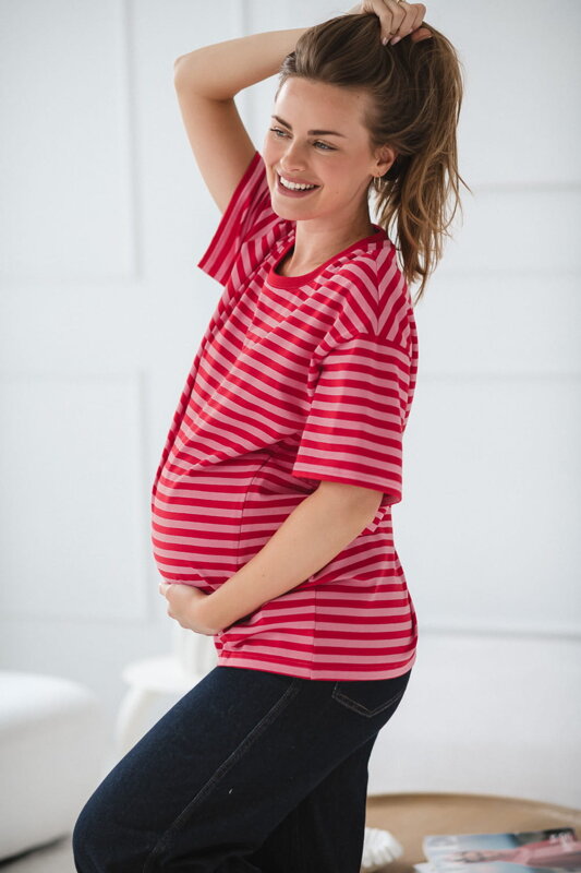 Triko ke kojení Mamahood Red Stripes Triko ke kojení Mamahood Red Stripes