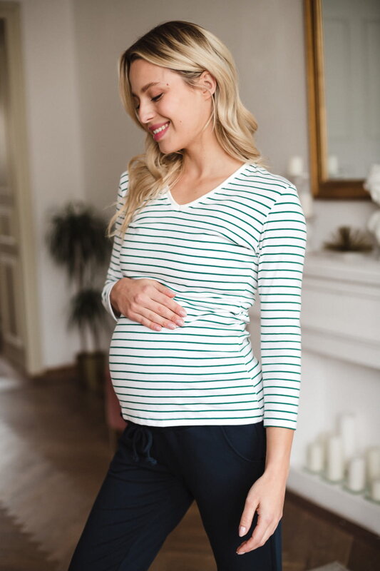 Kojící tričko 7/8 Milk Shirt Green Stripes Kojící tričko 7/8 Milk Shirt Green Stripes