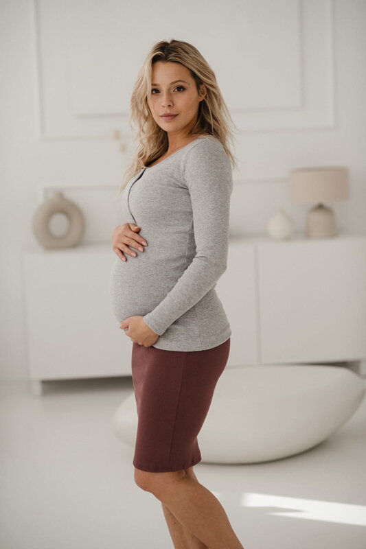 Těhotenské, kojící tričko Tummy Grey