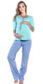 Těhotenské a kojící pyžamo MijaCulture Mint / Blue