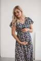 Těhotenské, kojící šaty Lovely Midi Dress Navy with Chamomile SS