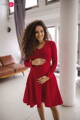 Těhotenské, kojící šaty Mama Red, dlouhý rukáv