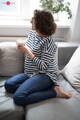 Těhotenská, kojící tunika Mommy 7/8 rukáv, Navy stripes