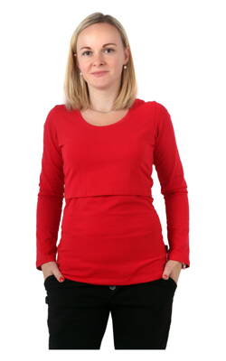 Kojící tričko Kateřina, dlouhý rukáv, červené