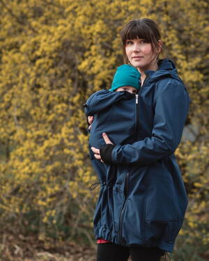 Softshellová nosící bunda Andrea s těhotenskou vsadkou, tmavě modrá